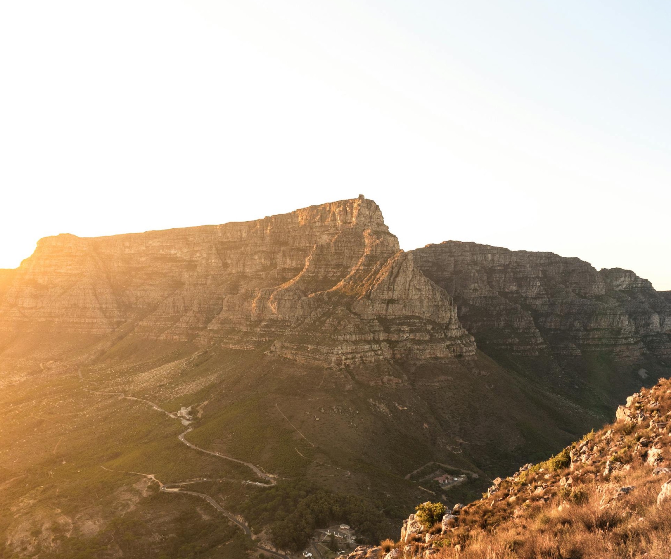 Mountain landscape of the Western Cape at golden hour